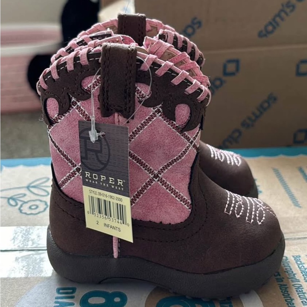Roper Kids Pink and Brown Western Boots